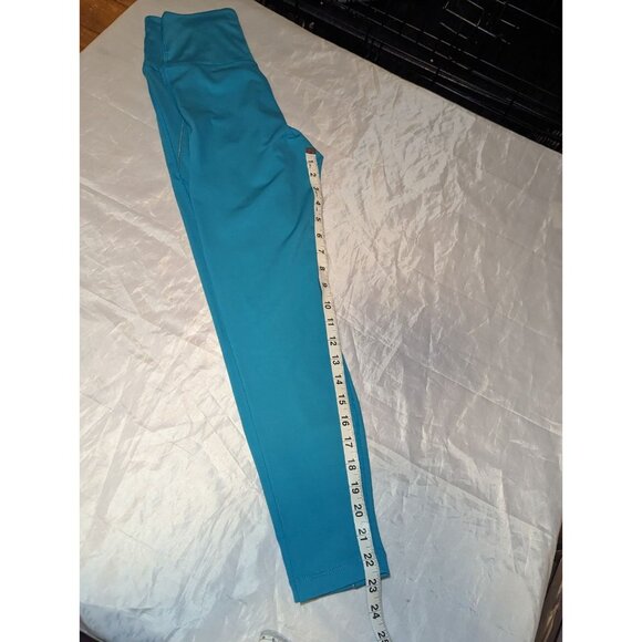 Nike Lurex Leggings Turquoise Dri-Fit Yoga 7/8 Metallic Stripe High Waist Sz S - Picture 13 of 14
